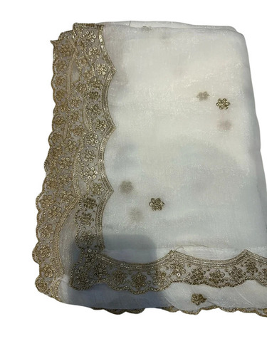 Ladies White Fancy Silk Dupatta - Feature: Comfortable