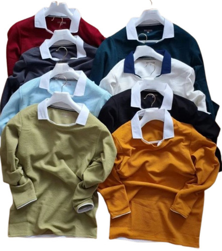 Men Collar Full Sleeves T Shirt