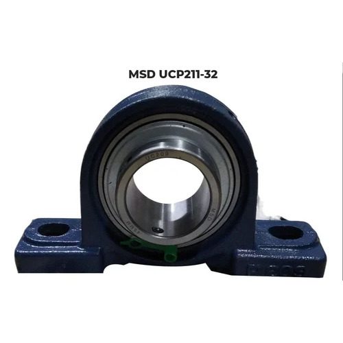 MSD UCP211-32 Pillow Block Ball Bearing - Chrome Steel, 100mm Bore Diameter, Blue-Black | Corrosion Resistant, Industrial Use