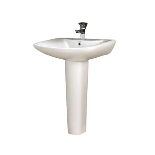 Pedestal Wash Basin - Ceramic, White | Easy To Fit, Floor Mounted, Bathroom Use