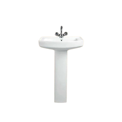 Polo Pedestal Wash Basin - Ceramic, White, Polished Surface | Easy To Fit, Bathroom Use