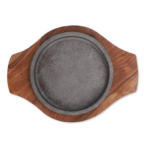 Sizzler Plate - Stone/ceramic Round Warm Brown, Smooth Surface | Retains Heat, Provides Sizzling Sound & Aroma