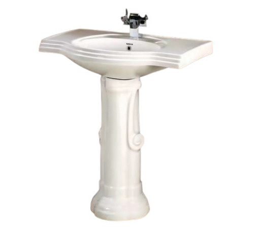White Glory Pedestal Wash Basin - Ceramic, Polished, Any Color | Easy to Fit, Bathroom Use