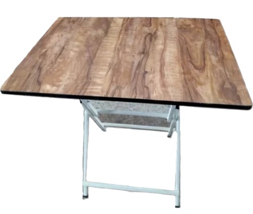 2 Feet Teak Wood Folding Table - Rectangular 24x36 Inch Brown Matte, White Frame, Durable Eco-Friendly