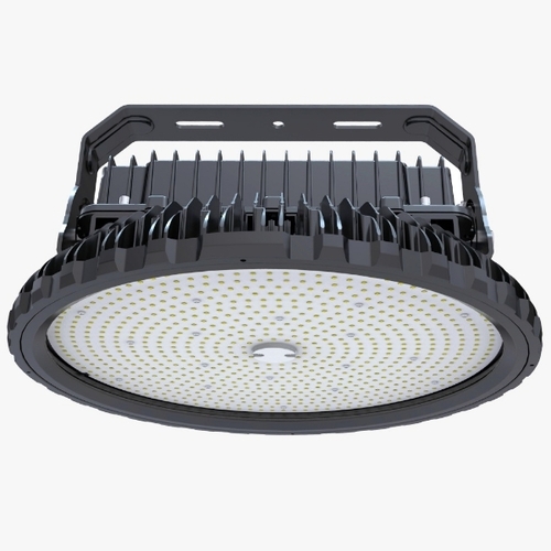 500 Watt LED Highbay Lights - Durable Heat-Dissipating Housing, Black Circular Design, Energy-Efficient Wide Area Illumination