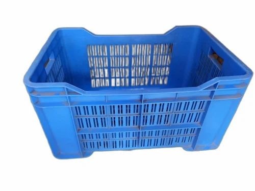 Blue Plastic Storage Crate - Plastic 400x300x120 mm, 50L Capacity, Blue | Eco Friendly, Milk Pouch Storage