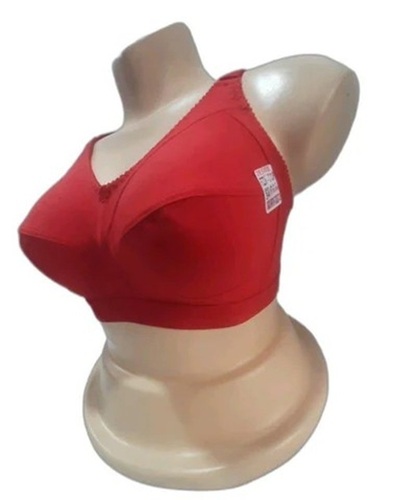 Desire Fiza C Cup Bra - Cotton Hosiery, 36C, Red, Padded Wired | Skin Friendly, Plain Pattern, Extra Coverage