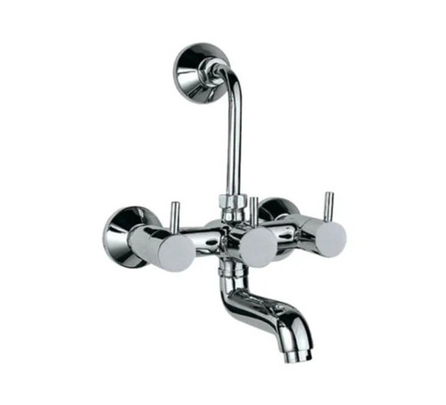 FLR 5281 Brass Wall Mixer - Brass, Silver, 3-Handle 3-in-1 Lever | Glossy Finish, Bathroom Fitting