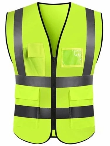 Green Safety Jacket - Polyester, Green, Sleeveless | Waterproof, Unisex, All-Season