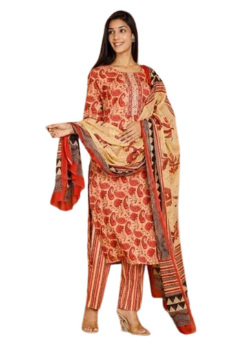 Hand Block Printed Ladies Salwar Suit Set - Cotton, Multi Color, Regular Fit | Breathable, Anti UV, Quick Dry, Comfortable Fit