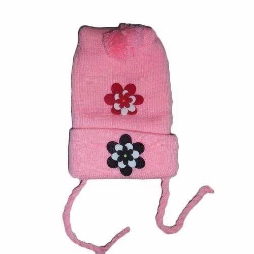 Kids Woolen Cap - Wool Various Sizes Pink | Stylish Printed Comfortable Fit Quick Dry