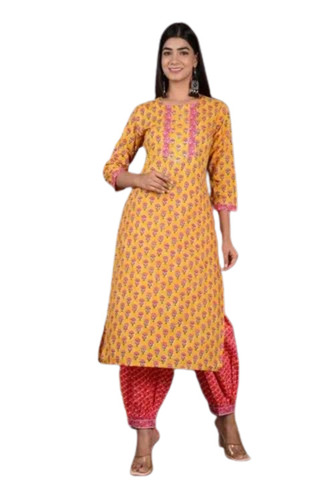 Ladies Classic Cotton Salwar Suit Set - Multi Color, 3/4 Sleeve, Regular Fit | Breathable, Anti UV, Quick Dry, Comfortable Fit
