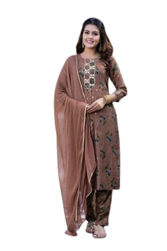 Ladies Printed Muslin Salwar Suit Set - Cotton, Multi Color, 3/4 Sleeve, Regular Fit, Breathable, Anti UV, Quick Dry