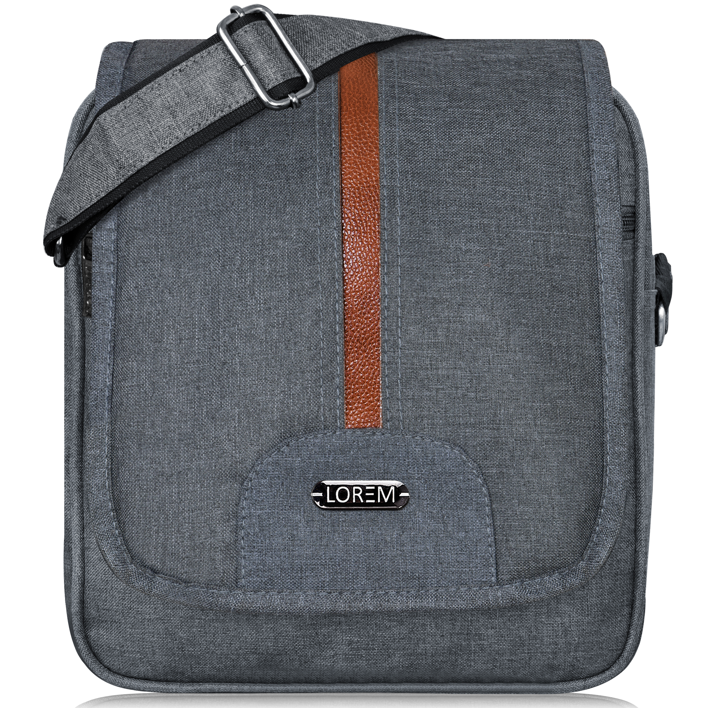 Lorem Sl07 Mens Grey Casual Linen Textured Cross Body Sling Bag - Capacity: 5 Ltr