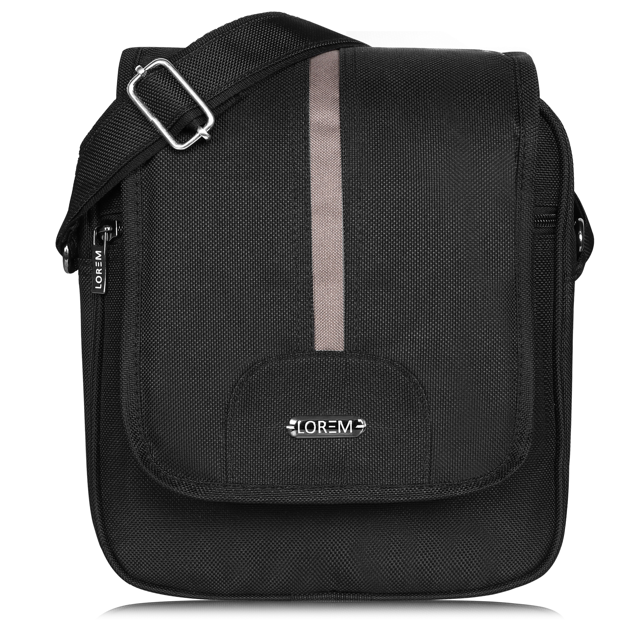 Lorem Sl09 Mens Black Stylish Linen Textured Cross Body Sling Bag - Capacity: 5 Ltr