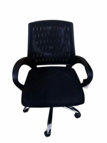 Mid Back Office Executive Chair - Stainless Steel, Standard, Black | Durable, Eco-Friendly, Comfortable