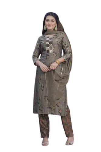 Printed Chiffon Ladies Salwar Suit - Chiffon, 3/4 Sleeve, Regular Fit | Breathable, Anti Wrinkle, Machine Washable