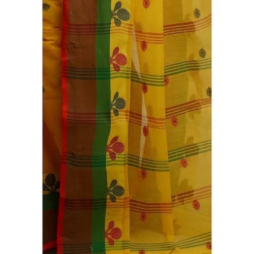 Tant Saree - Fine Cotton, Custom Colors, Floral Motifs | Breathable, Skin Friendly, Casual, Bengali & Modern Style
