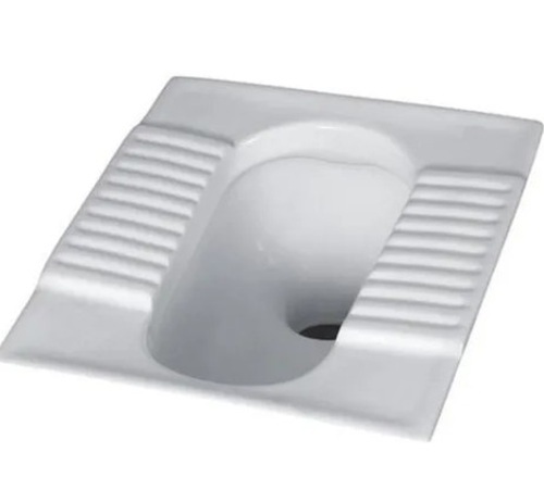 White Orissa Pan Toilet Seat - Ceramic, 510x400x160 mm, White | Easy To Clean, Floor Mounted, Bathroom Fitting