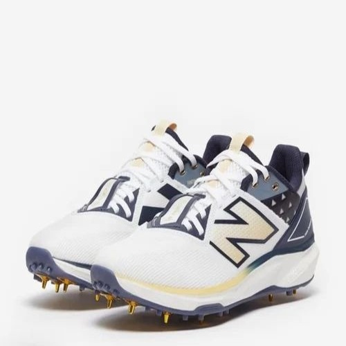 White Sports Spike Cricket Shoes - Canvas Upper Rubber Sole All Sizes White | Lace Closure Air Mesh Lining Fancy Comfortable Design