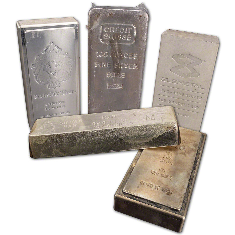 100 Oz. Silver Bar - Random Brand - Secondary Market - 999 Fine