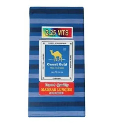 60s Fabric Striped Cotton Lungi - 2.15 Meters, Blue | Comfortable Casual Summer Wear for Male