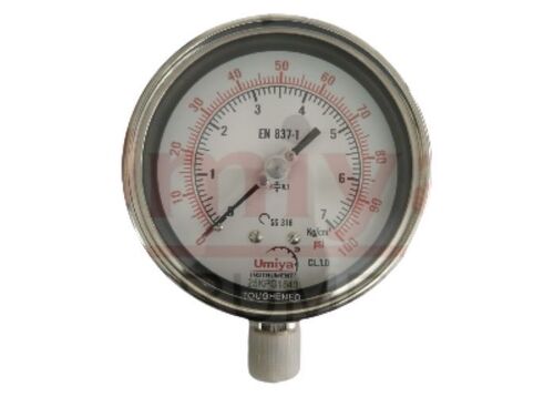 High-Pressure Gauge - PTFE Seal, 100 mm Dial, Silver | Mechanical Sensor, Industrial Grade, Durable Casing