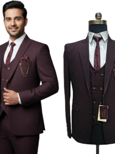 Premium Fabric Mens Suit Set - Brown, Sizes XS to XL, Plain Pattern | Elegant Design, Perfect Fit, Smooth Texture, Fine Stitching