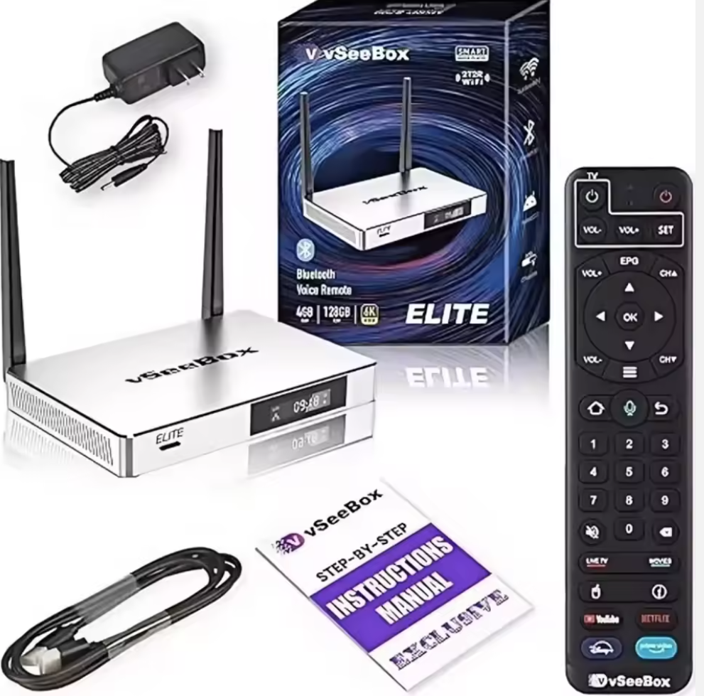 Vseevox Elite Metal Tv Box With 128Gb Storage 4Gb Ram 3 Year Warranty - Color: Black