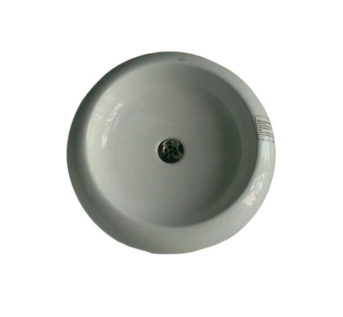 Bathroom Round Wash Basin - Ceramic, White, With Faucet Hole, Anti Corrosive, Scratch & Chemical Resistant, Crack Proof