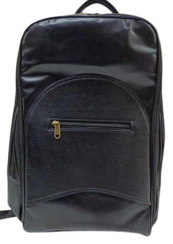 Black Leather Backpack - Leather Various Sizes Black | Zipper Closure Plain Pattern Polished Finish Water Resistant