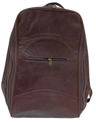Brown Leather Backpack - Leather, Various Sizes, Brown | Zipper Closure, Handled, Polished Finish, Laptop Carry