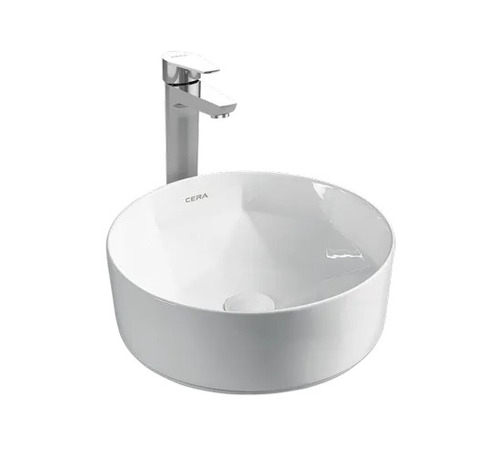 Cera Table Top Wash Basin - Ceramic, Round, White, Matt Finish | Crack Proof, Anti Corrosive, Scratch & Chemical Resistant