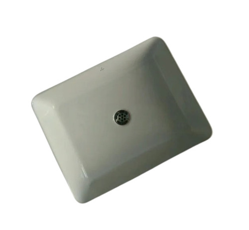 Ceramic Rectangle Wash Basin - Ceramic, White, With Faucet Hole, Crack Proof, Anti Corrosive, Scratch and Chemical Resistant