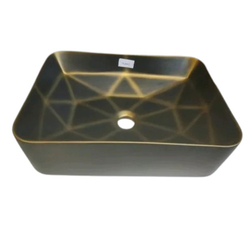 Ceramic Tabletop Wash Basin - Ceramic, Square, Black, With Faucet Hole | Crack Proof, Anti Corrosive, Scratch & Chemical Resistant