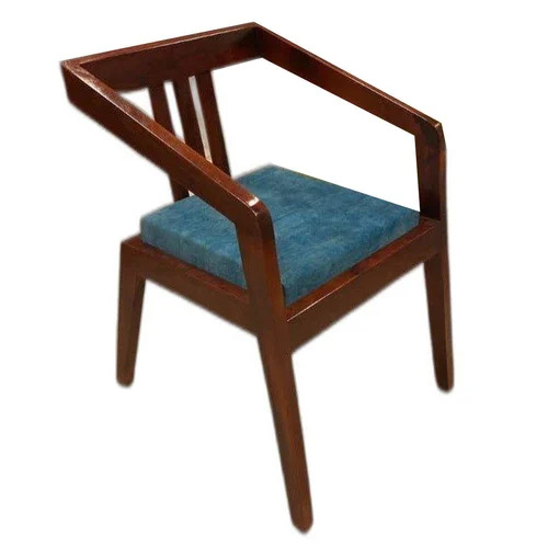 Dark Brown Wooden Chair With Armrest