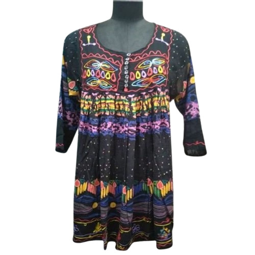 Printed Rayon Kurti - Rayon, Customized Size, Multiple Colors | Quick Dry, Washable, Lightweight, Breathable, Casual A-Line Sleeve