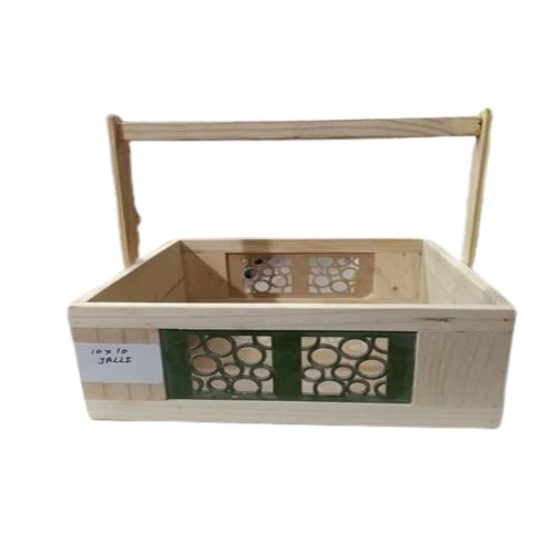Wooden Gift Hamper Basket - Wood Brown Rectangular | Eco-Friendly Fine Finishing Good Quality