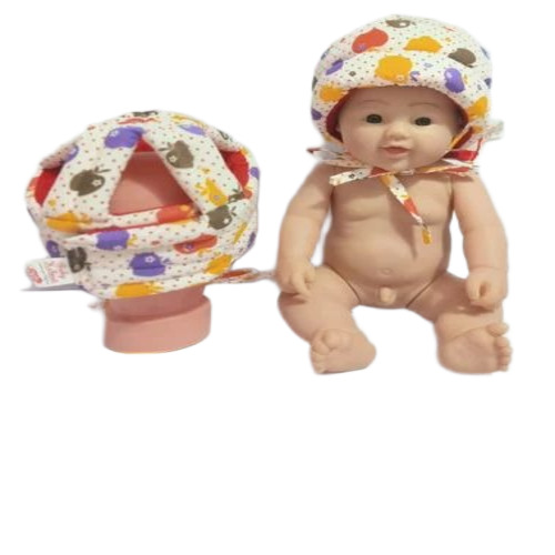 Baby Kids Safety Helmet - Cotton Fabric, Free Size, Multicolor | Open Face Helmet, Adjustable Fit