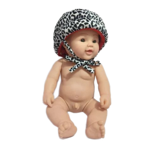 Baby Printed Safety Helmet - Cotton Fabric, Free Size, Black and White | Open Face Helmet, Adjustable