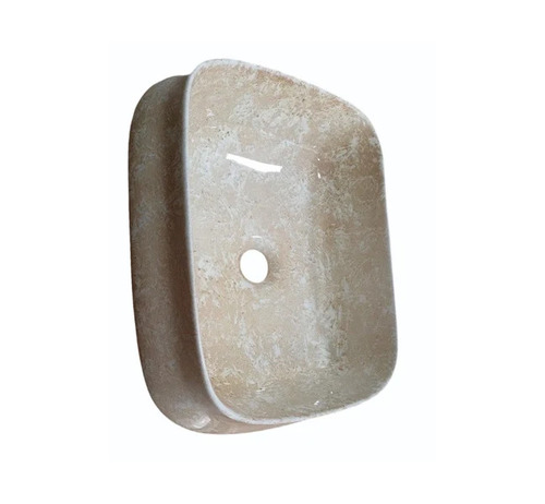 Ceramic Rectangular Table Top Wash Basin - Light Brown Printed, Easy to Fit