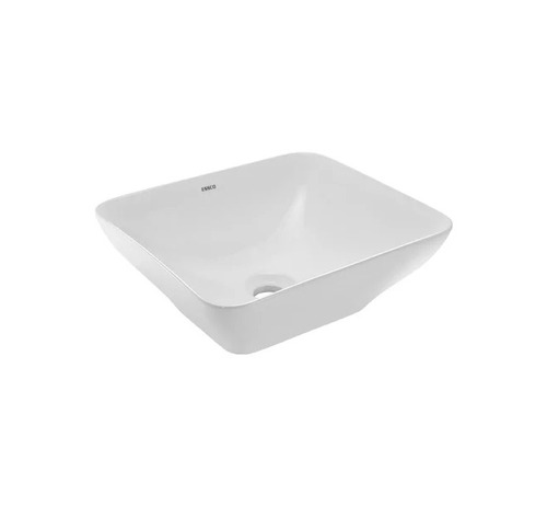 Essco Ceramic Table Top Wash Basin - Ceramic, White, Table Mount | Easy To Fit, Oval & Square Shapes, Glossy Finish