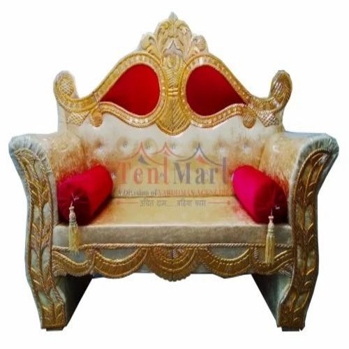 Fancy Wedding Jaimala Sofa - Wood Material, Golden Color, Traditional Indian Style | Durable, Fancy, Outdoor Wedding Furniture