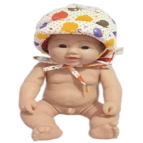 Full Head Kids Helmet - Cotton Fabric, Free Size, Yellow | Open Face Helmet, Adjustable Fit