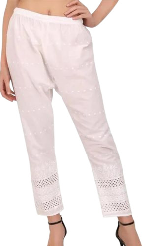 Ladies White Chikankari Pant