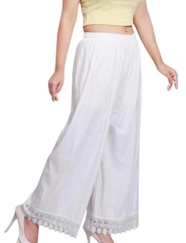 Ladies White Cotton Lace Pant - Cotton, Customized Size, Multi Color | Light Weight, Breathable, Machine Wash
