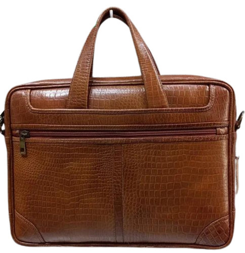 Leather Laptop Bags For Men - Leather, Various Sizes, Brown, Zipper Closure, Handled Shoulder Style