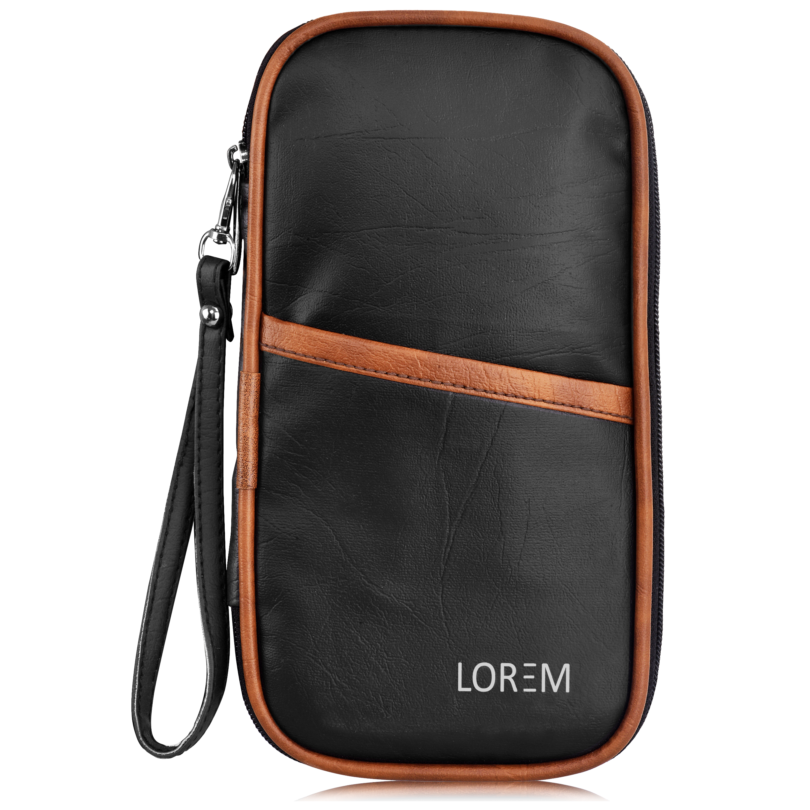 Lorem Og04 Black & Tan Faux Leather Organizer For Men & Women - Coating Type: Pu Coated