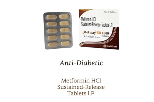 Metformin Hcl 1000mg S.R Tab - Tablet, Strip Pack, 10 Tablets | Instant Effect, 1 Year Shelf Life, Adult Use