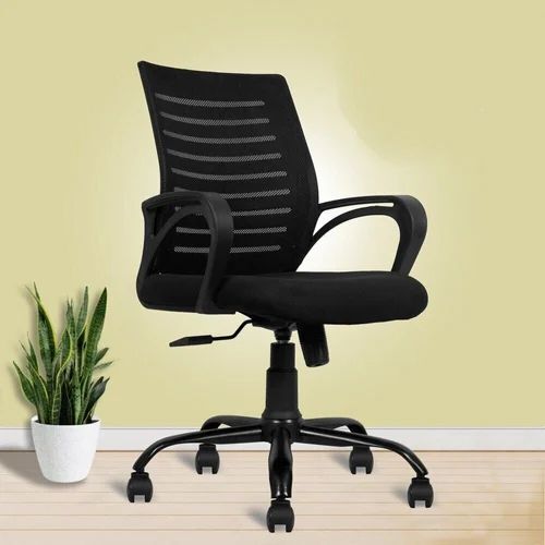 Office Staff Black Chair - Standard Size, Black | Corrosion Resistant, Durable, Eco-Friendly